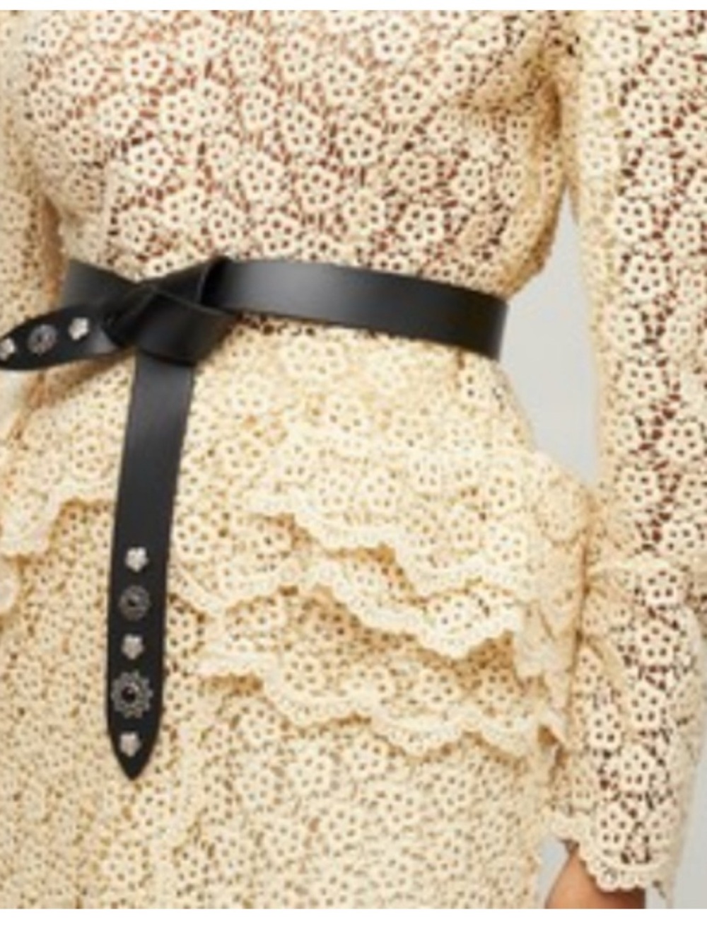Isabel Marant Black Leather Studded Belt with Blue and Pink Accents